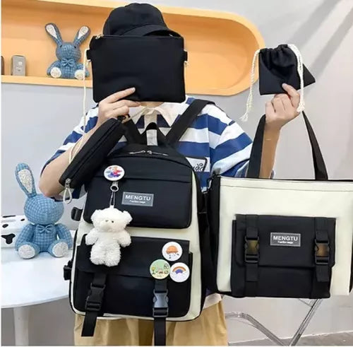 Set de mocaila 5 en 1: estilo, organización y comodidad para el día a día.